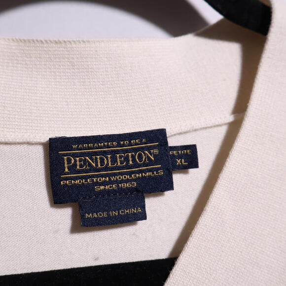 Pendleton Silk Blend Cream V Neck Off White Blouse Cream Top XL P Business Shirt - Picture 4 of 8